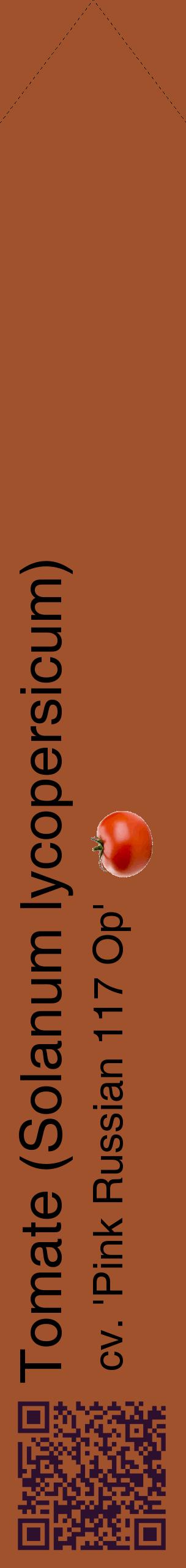 Étiquette de : Solanum lycopersicum cv. 'Pink Russian 117 Op' - format c - style noire32_simplehel avec qrcode et comestibilité simplifiée