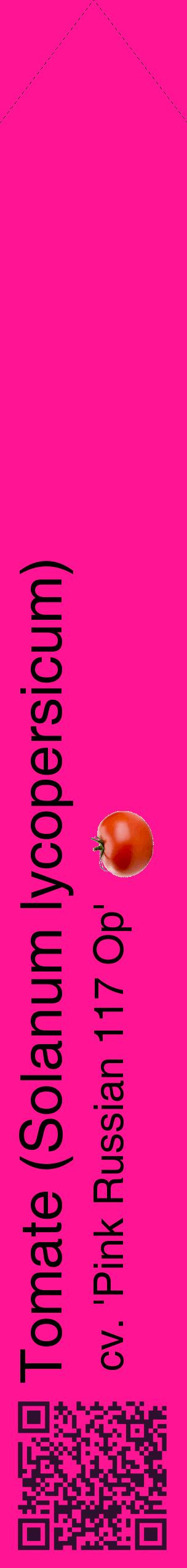 Étiquette de : Solanum lycopersicum cv. 'Pink Russian 117 Op' - format c - style noire43_simplehel avec qrcode et comestibilité simplifiée