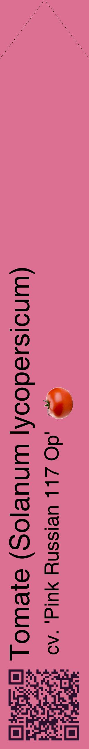 Étiquette de : Solanum lycopersicum cv. 'Pink Russian 117 Op' - format c - style noire44_simplehel avec qrcode et comestibilité simplifiée