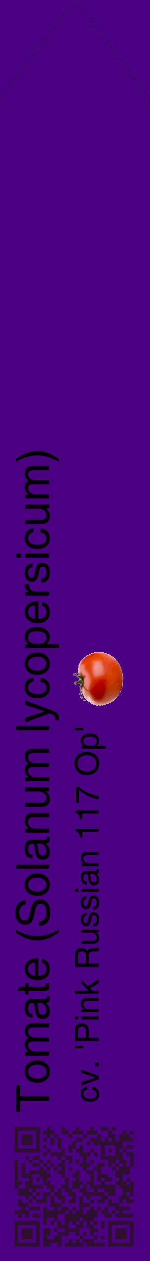Étiquette de : Solanum lycopersicum cv. 'Pink Russian 117 Op' - format c - style noire47_simplehel avec qrcode et comestibilité simplifiée