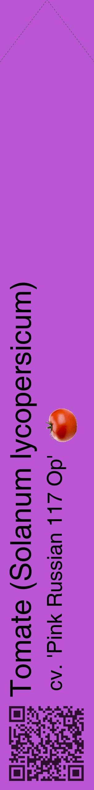 Étiquette de : Solanum lycopersicum cv. 'Pink Russian 117 Op' - format c - style noire50_simplehel avec qrcode et comestibilité simplifiée