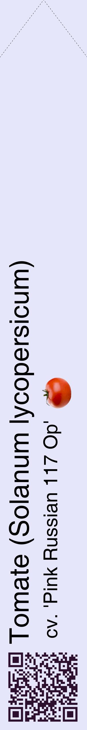 Étiquette de : Solanum lycopersicum cv. 'Pink Russian 117 Op' - format c - style noire55_simplehel avec qrcode et comestibilité simplifiée