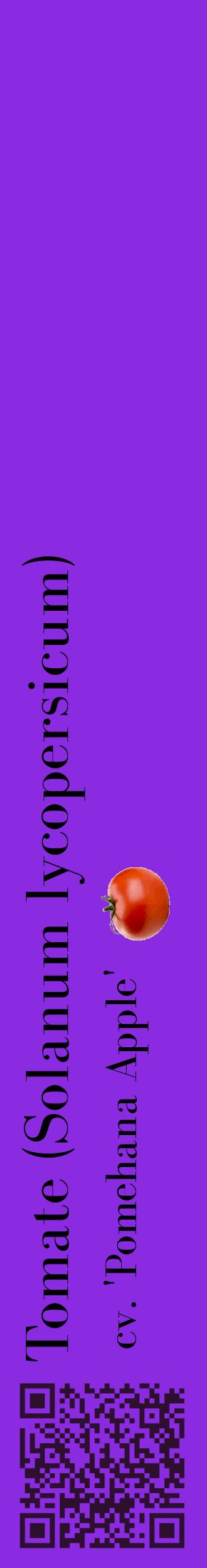 Étiquette de : Solanum lycopersicum cv. 'Pomehana Apple' - format c - style noire49_basiquebod avec qrcode et comestibilité simplifiée