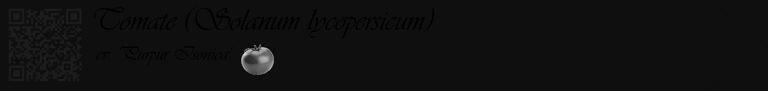 Étiquette de : Solanum lycopersicum cv. 'Purpur Isonica' - format c - style noire7simple_basique_basiqueviv avec qrcode et comestibilité simplifiée