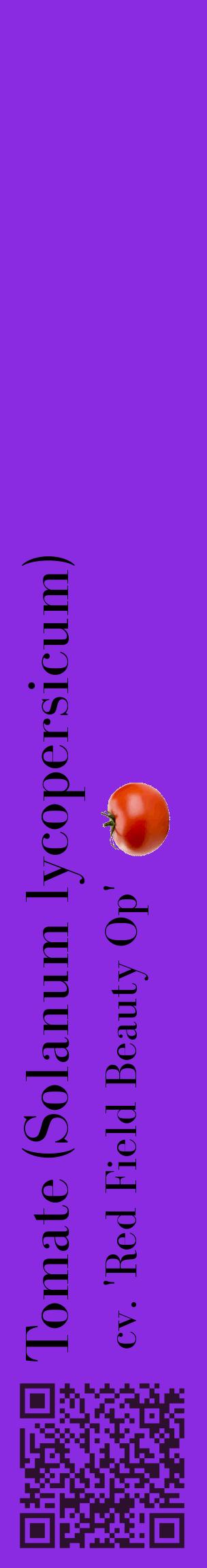 Étiquette de : Solanum lycopersicum cv. 'Red Field Beauty Op' - format c - style noire49_basiquebod avec qrcode et comestibilité simplifiée