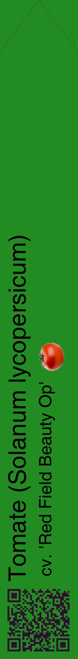 Étiquette de : Solanum lycopersicum cv. 'Red Field Beauty Op' - format c - style noire10_simplehel avec qrcode et comestibilité simplifiée