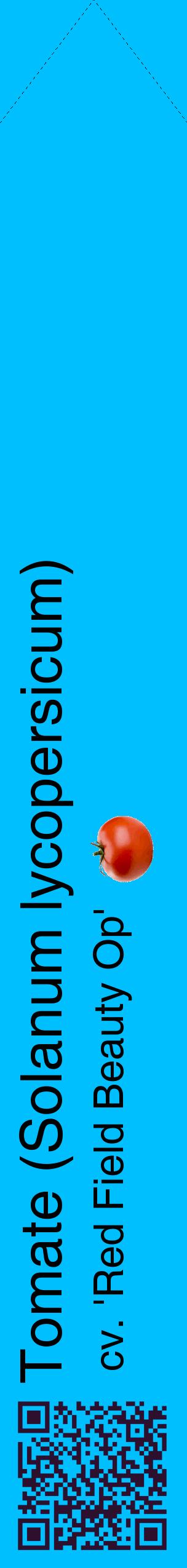 Étiquette de : Solanum lycopersicum cv. 'Red Field Beauty Op' - format c - style noire2_simplehel avec qrcode et comestibilité simplifiée