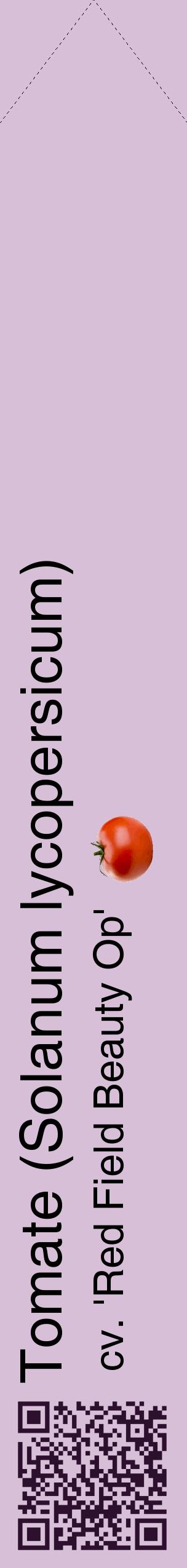 Étiquette de : Solanum lycopersicum cv. 'Red Field Beauty Op' - format c - style noire54_simplehel avec qrcode et comestibilité simplifiée