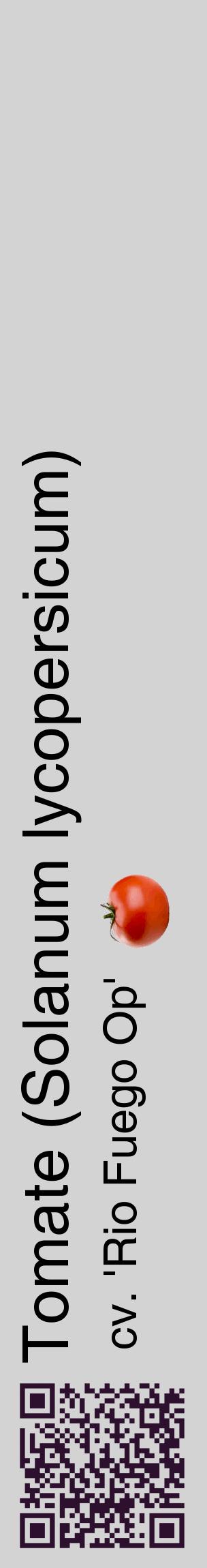 Étiquette de : Solanum lycopersicum cv. 'Rio Fuego Op' - format c - style noire56_basiquehel avec qrcode et comestibilité simplifiée