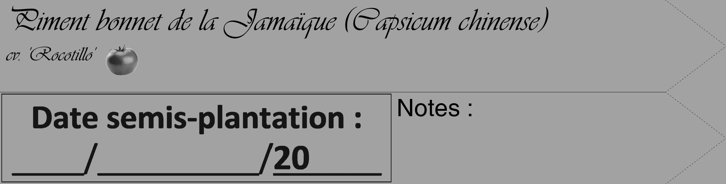 Étiquette de : Capsicum chinense cv. 'Rocotillo' - format c - style noire38_simple_simpleviv avec comestibilité simplifiée