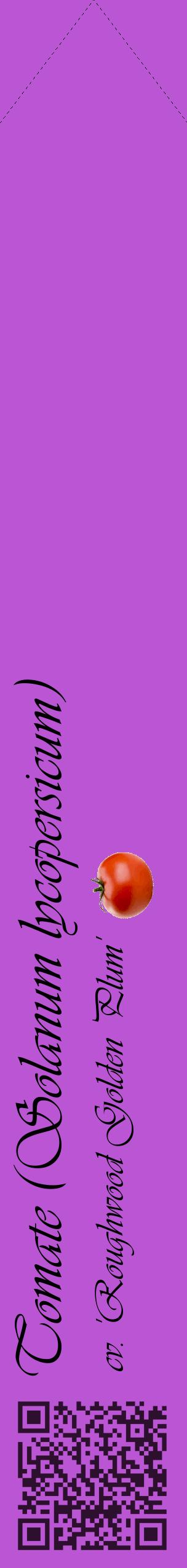 Étiquette de : Solanum lycopersicum cv. 'Roughwood Golden Plum' - format c - style noire50_simpleviv avec qrcode et comestibilité simplifiée