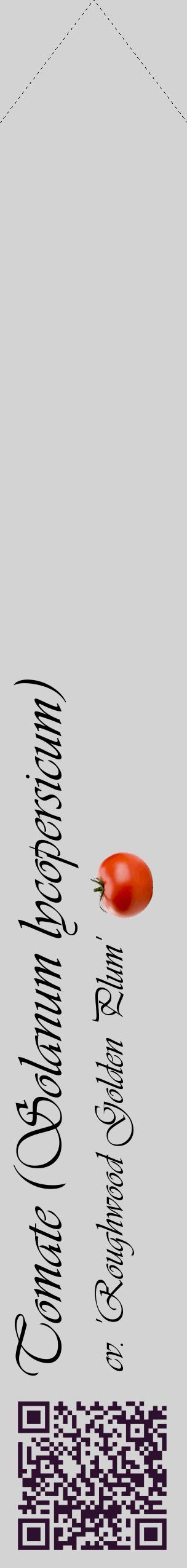 Étiquette de : Solanum lycopersicum cv. 'Roughwood Golden Plum' - format c - style noire56_simpleviv avec qrcode et comestibilité simplifiée