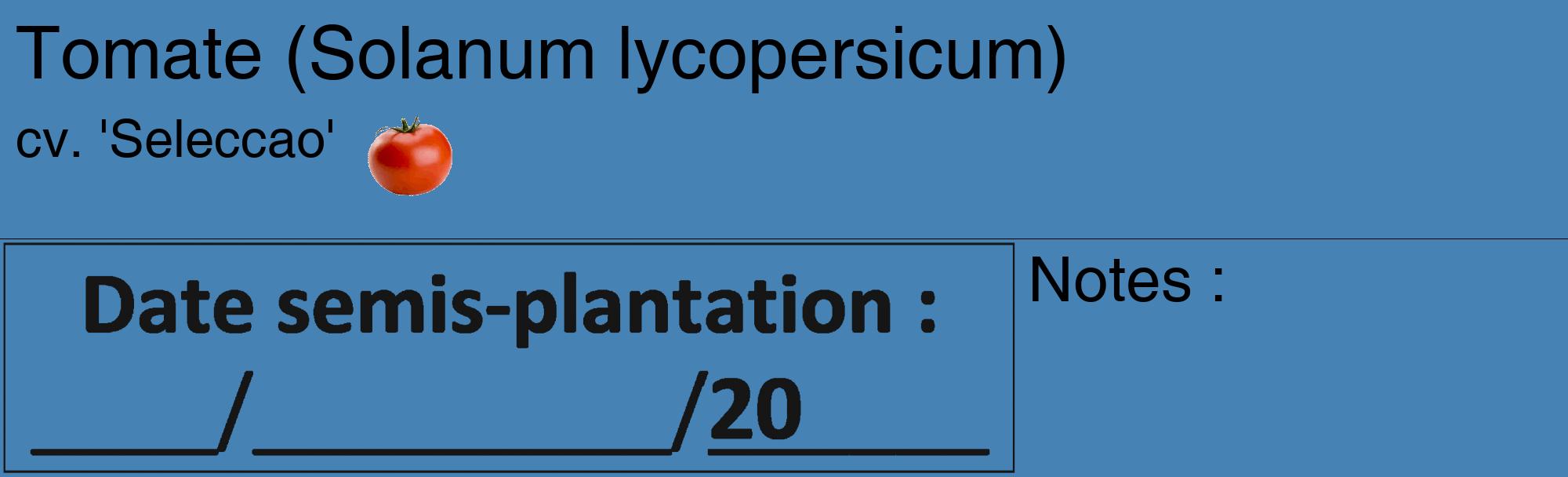 Étiquette de : Solanum lycopersicum cv. 'Seleccao' - format c - style noire5_basique_basiquehel avec comestibilité simplifiée