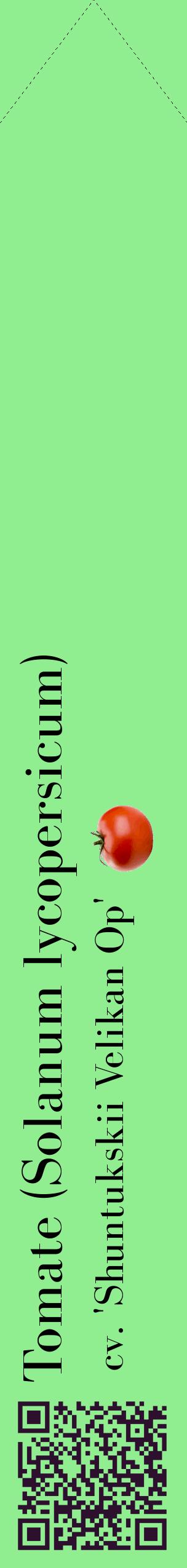 Étiquette de : Solanum lycopersicum cv. 'Shuntukskii Velikan Op' - format c - style noire15_simplebod avec qrcode et comestibilité simplifiée