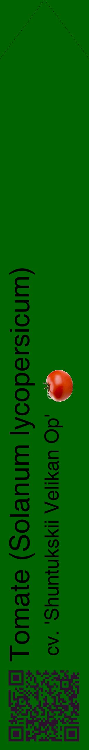 Étiquette de : Solanum lycopersicum cv. 'Shuntukskii Velikan Op' - format c - style noire8_simplehel avec qrcode et comestibilité simplifiée