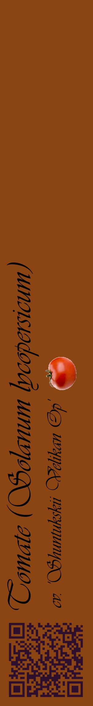 Étiquette de : Solanum lycopersicum cv. 'Shuntukskii Velikan Op' - format c - style noire30_basiqueviv avec qrcode et comestibilité simplifiée