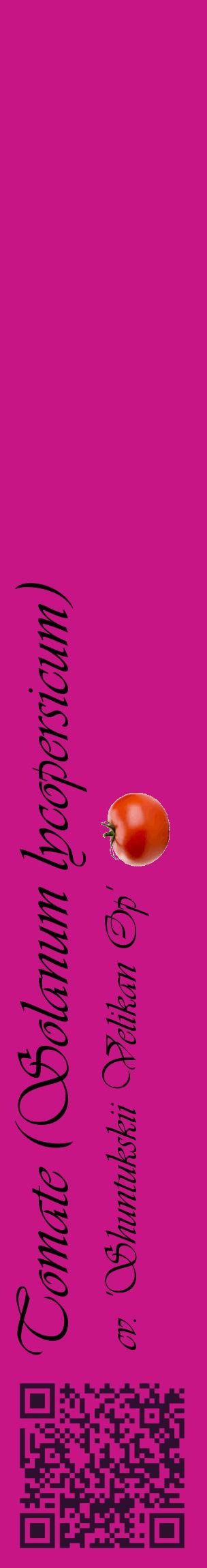 Étiquette de : Solanum lycopersicum cv. 'Shuntukskii Velikan Op' - format c - style noire45_basiqueviv avec qrcode et comestibilité simplifiée
