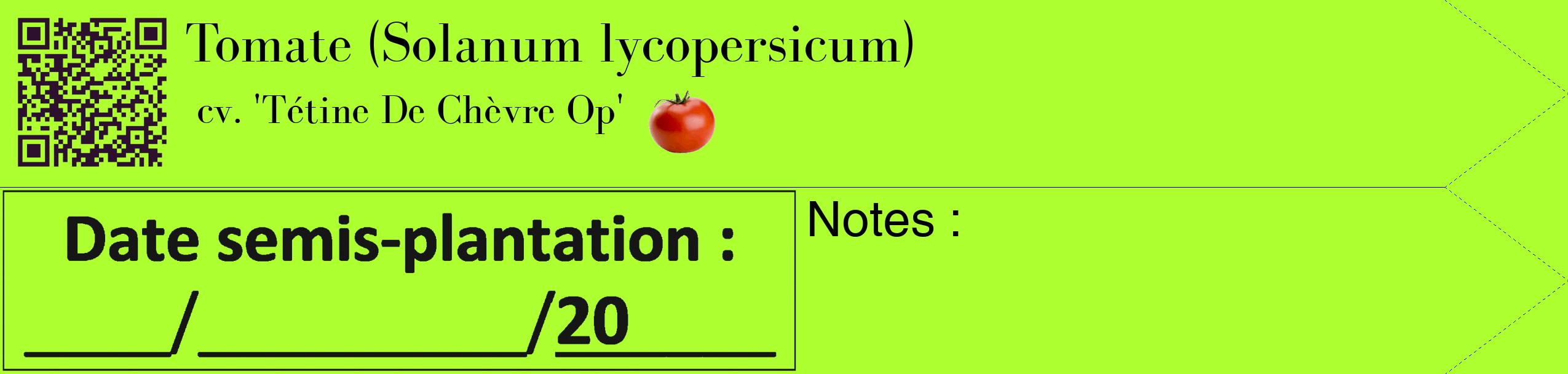 Étiquette de : Solanum lycopersicum cv. 'Tétine De Chèvre Op' - format c - style noire17_simple_simplebod avec qrcode et comestibilité simplifiée