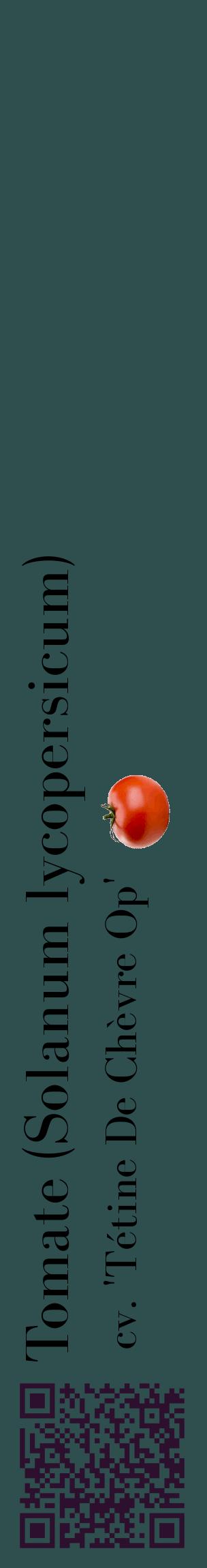 Étiquette de : Solanum lycopersicum cv. 'Tétine De Chèvre Op' - format c - style noire58_basiquebod avec qrcode et comestibilité simplifiée