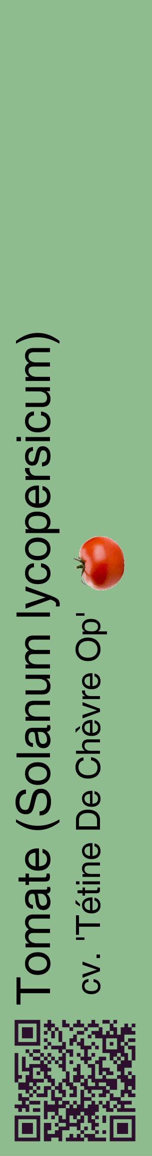 Étiquette de : Solanum lycopersicum cv. 'Tétine De Chèvre Op' - format c - style noire13_basiquehel avec qrcode et comestibilité simplifiée