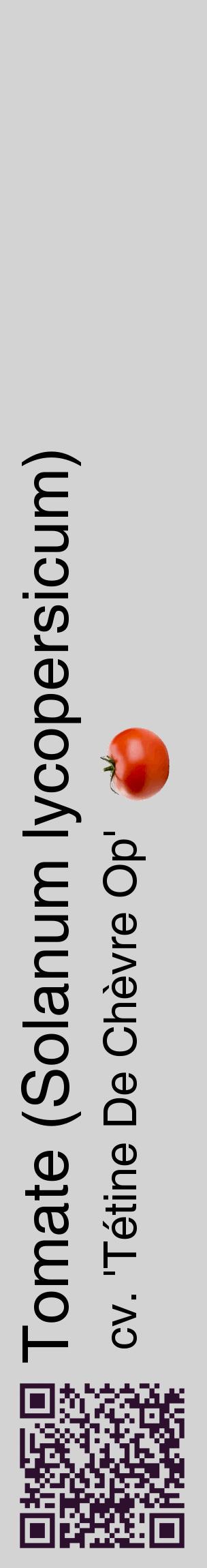 Étiquette de : Solanum lycopersicum cv. 'Tétine De Chèvre Op' - format c - style noire56_basiquehel avec qrcode et comestibilité simplifiée