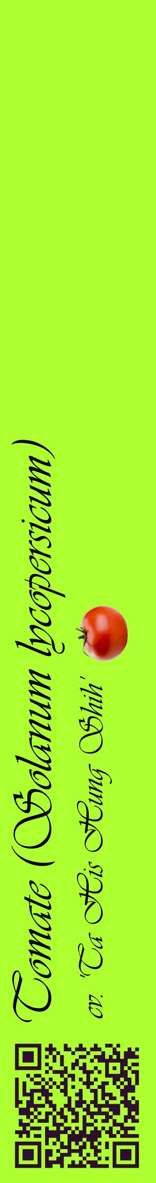 Étiquette de : Solanum lycopersicum cv. 'Ta His Hung Shih' - format c - style noire17_basiqueviv avec qrcode et comestibilité simplifiée