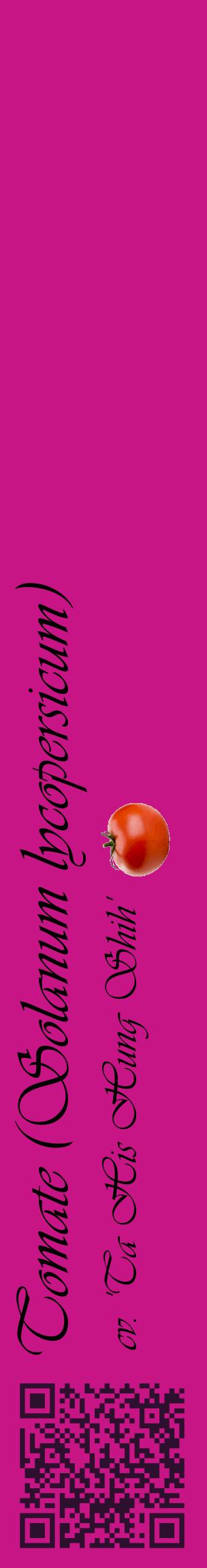 Étiquette de : Solanum lycopersicum cv. 'Ta His Hung Shih' - format c - style noire45_basiqueviv avec qrcode et comestibilité simplifiée