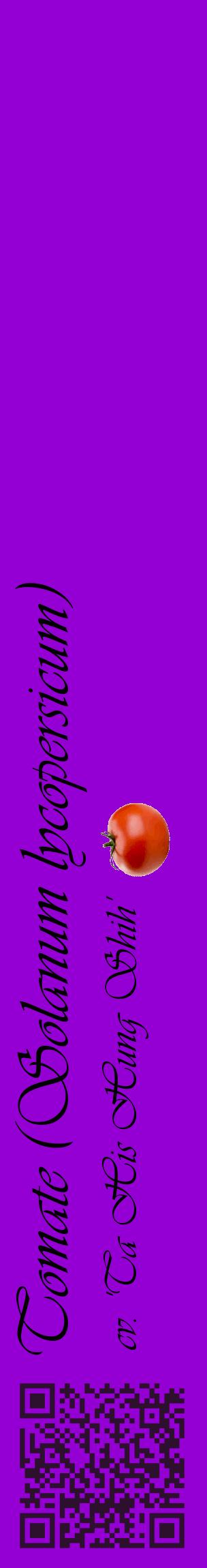 Étiquette de : Solanum lycopersicum cv. 'Ta His Hung Shih' - format c - style noire48_basiqueviv avec qrcode et comestibilité simplifiée