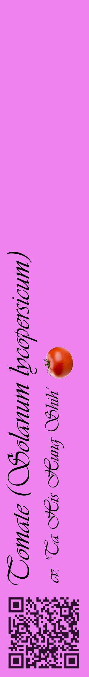 Étiquette de : Solanum lycopersicum cv. 'Ta His Hung Shih' - format c - style noire53_basiqueviv avec qrcode et comestibilité simplifiée