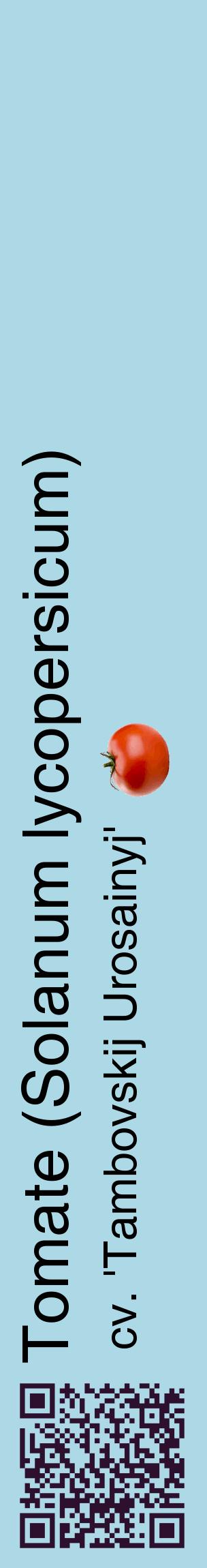 Étiquette de : Solanum lycopersicum cv. 'Tambovskij Urosainyj' - format c - style noire0_basiquehel avec qrcode et comestibilité simplifiée