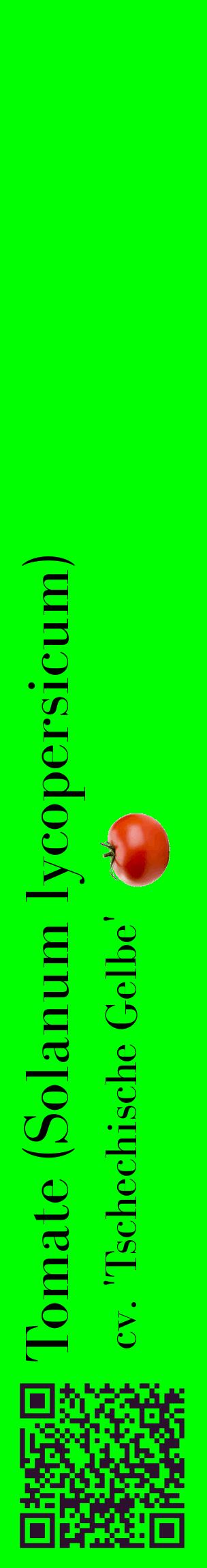 Étiquette de : Solanum lycopersicum cv. 'Tschechische Gelbe' - format c - style noire16_basiquebod avec qrcode et comestibilité simplifiée