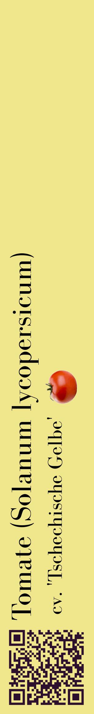 Étiquette de : Solanum lycopersicum cv. 'Tschechische Gelbe' - format c - style noire20_basiquebod avec qrcode et comestibilité simplifiée