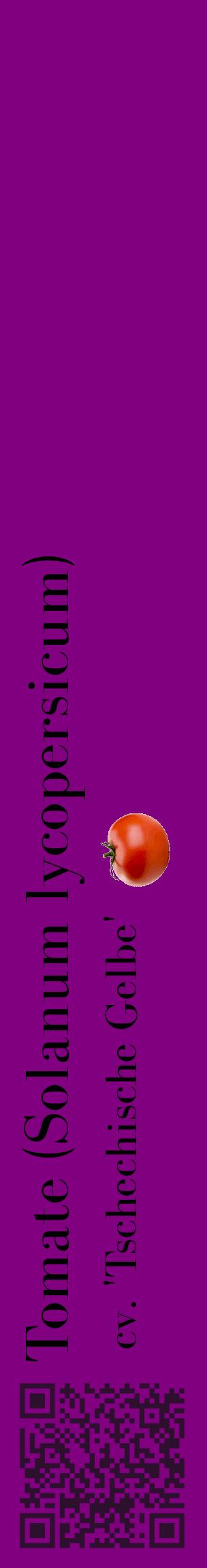 Étiquette de : Solanum lycopersicum cv. 'Tschechische Gelbe' - format c - style noire46_basiquebod avec qrcode et comestibilité simplifiée