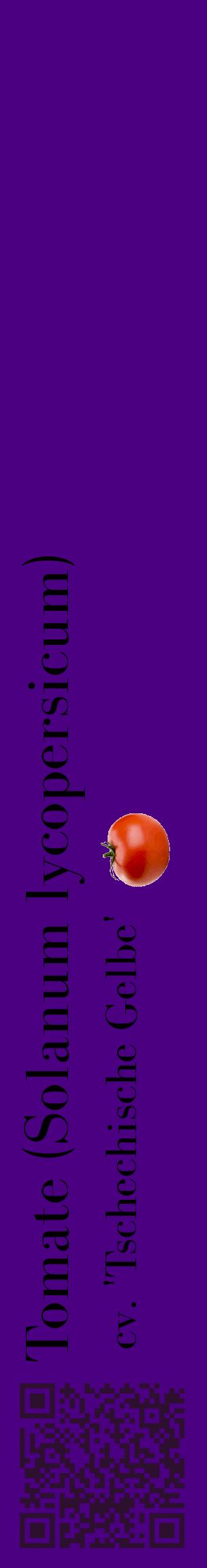 Étiquette de : Solanum lycopersicum cv. 'Tschechische Gelbe' - format c - style noire47_basiquebod avec qrcode et comestibilité simplifiée