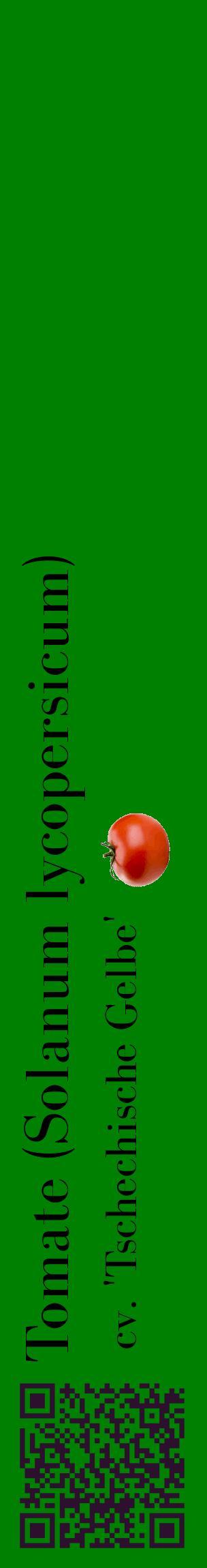 Étiquette de : Solanum lycopersicum cv. 'Tschechische Gelbe' - format c - style noire9_basiquebod avec qrcode et comestibilité simplifiée