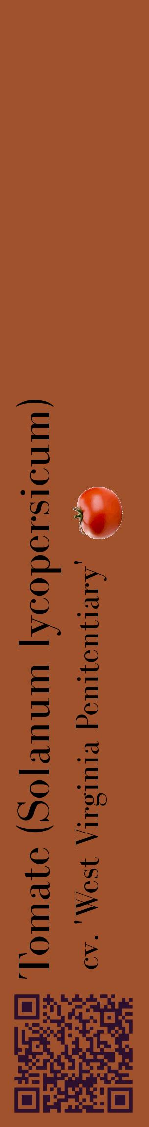 Étiquette de : Solanum lycopersicum cv. 'West Virginia Penitentiary' - format c - style noire32_basiquebod avec qrcode et comestibilité simplifiée
