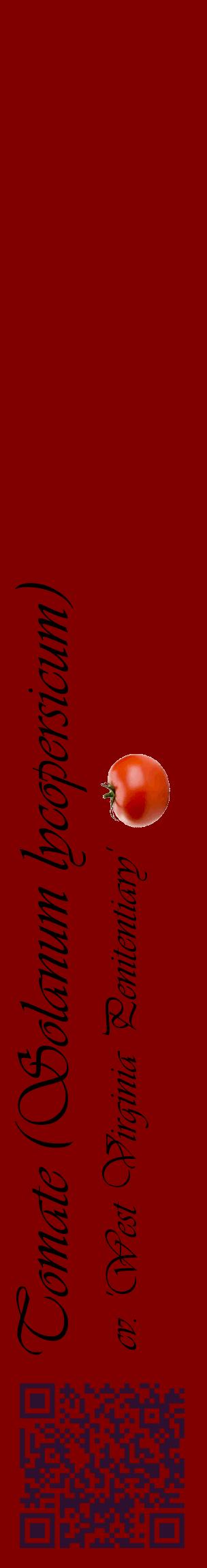 Étiquette de : Solanum lycopersicum cv. 'West Virginia Penitentiary' - format c - style noire29_basiqueviv avec qrcode et comestibilité simplifiée