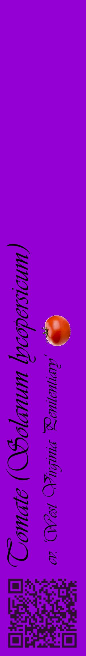 Étiquette de : Solanum lycopersicum cv. 'West Virginia Penitentiary' - format c - style noire48_basiqueviv avec qrcode et comestibilité simplifiée