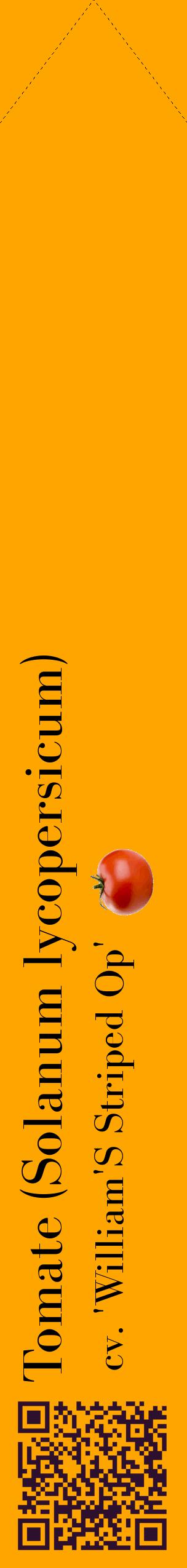 Étiquette de : Solanum lycopersicum cv. 'William'S Striped Op' - format c - style noire22_simplebod avec qrcode et comestibilité simplifiée