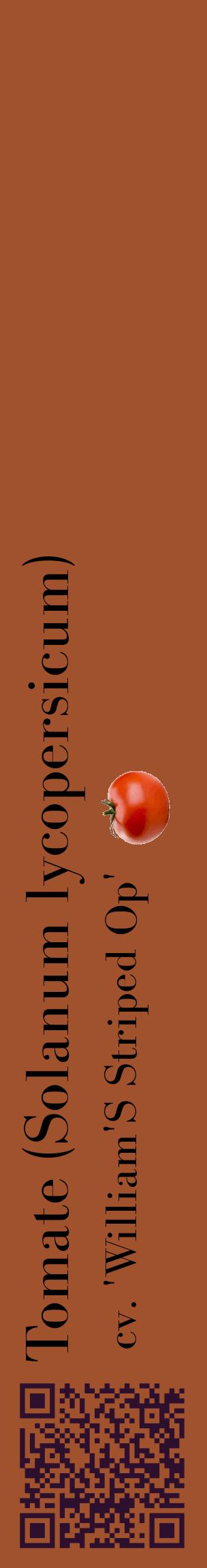 Étiquette de : Solanum lycopersicum cv. 'William'S Striped Op' - format c - style noire32_basiquebod avec qrcode et comestibilité simplifiée