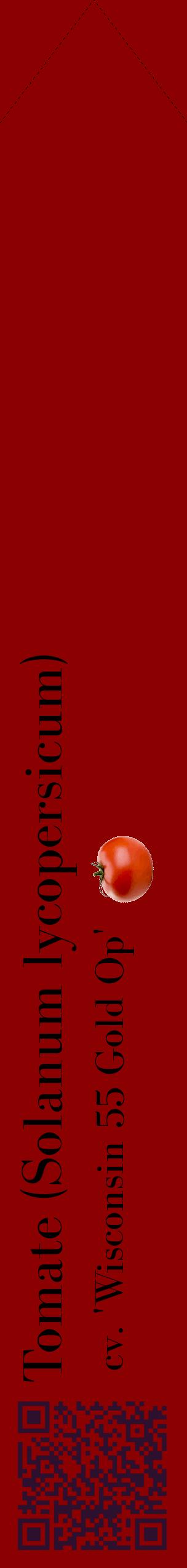 Étiquette de : Solanum lycopersicum cv. 'Wisconsin 55 Gold Op' - format c - style noire34_simplebod avec qrcode et comestibilité simplifiée