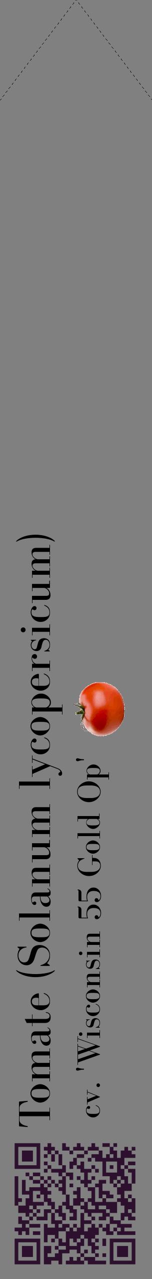 Étiquette de : Solanum lycopersicum cv. 'Wisconsin 55 Gold Op' - format c - style noire57_simplebod avec qrcode et comestibilité simplifiée