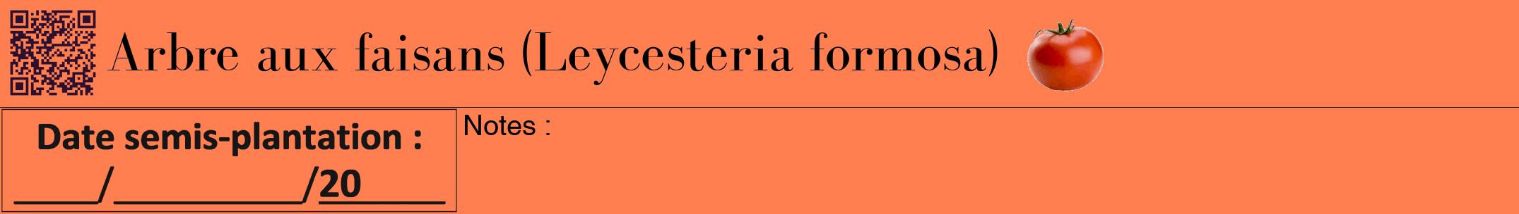 Étiquette de : Leycesteria formosa - format a - style noire24bod avec qrcode et comestibilité simplifiée