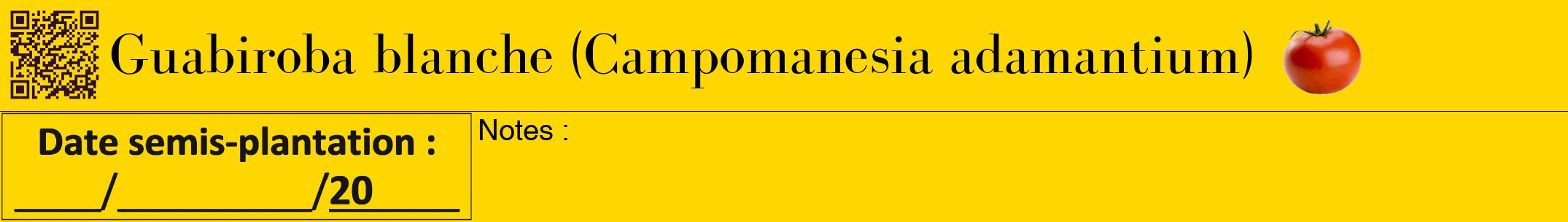 Étiquette de : Campomanesia adamantium - format a - style noire21bod avec qrcode et comestibilité simplifiée