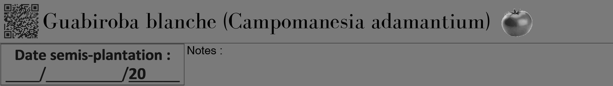 Étiquette de : Campomanesia adamantium - format a - style noire3bod avec qrcode et comestibilité simplifiée