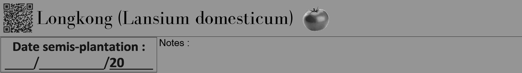 Étiquette de : Lansium domesticum - format a - style noire16bod avec qrcode et comestibilité simplifiée