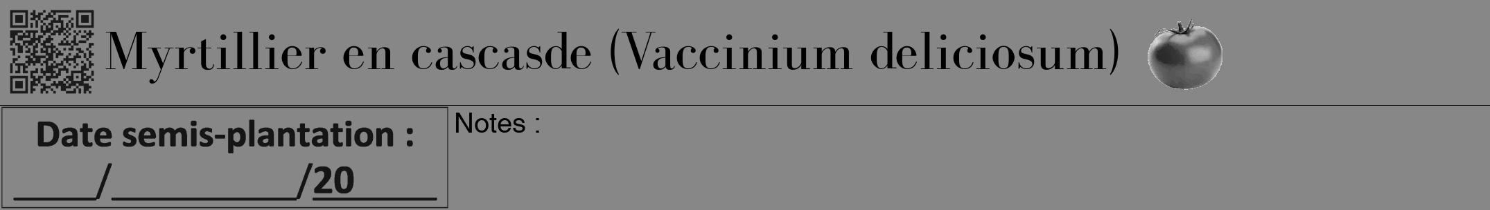 Étiquette de : Vaccinium deliciosum - format a - style noire12bod avec qrcode et comestibilité simplifiée