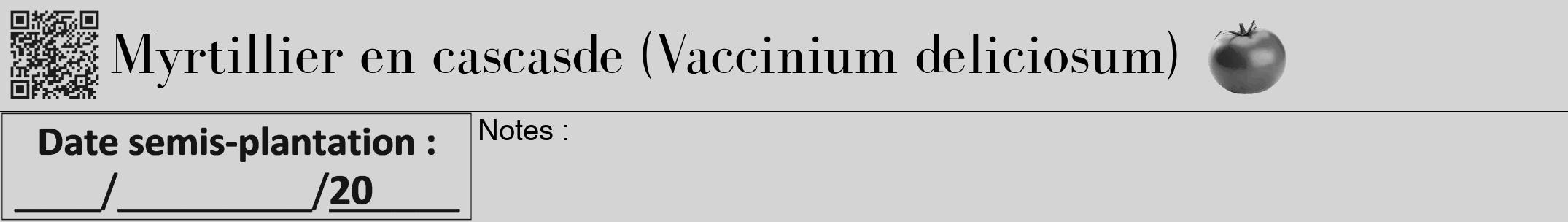 Étiquette de : Vaccinium deliciosum - format a - style noire40bod avec qrcode et comestibilité simplifiée