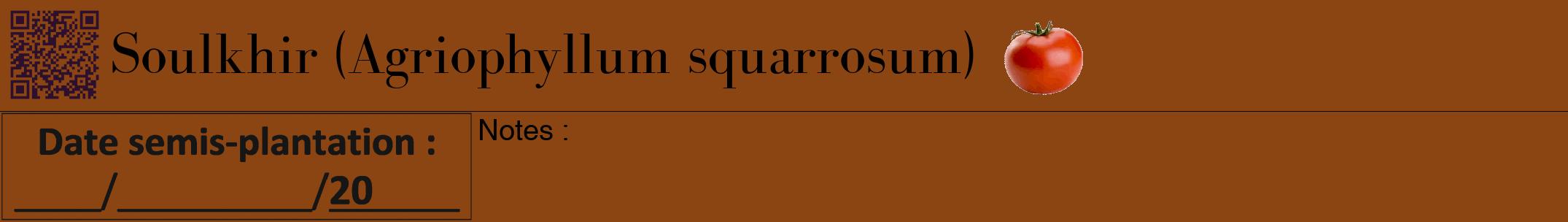Étiquette de : Agriophyllum squarrosum - format a - style noire30bod avec qrcode et comestibilité simplifiée