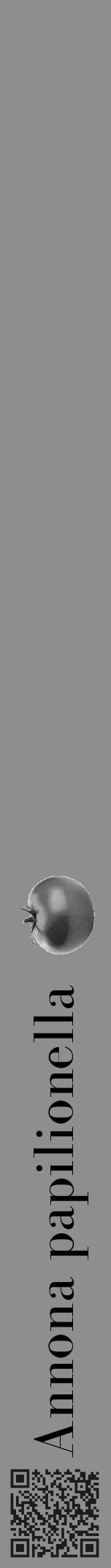 Étiquette de : Annona papilionella - format a - style noire25bod avec qrcode et comestibilité simplifiée - position verticale